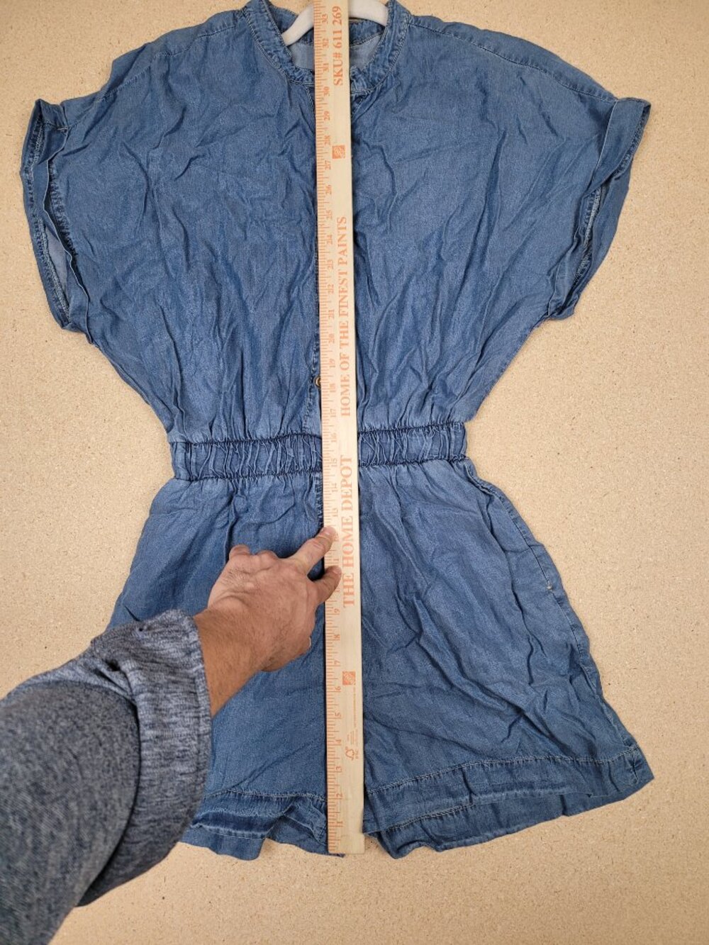 KanCan Women's Blue Denim Button-Front Romper - Size L - Picture 3 of 8